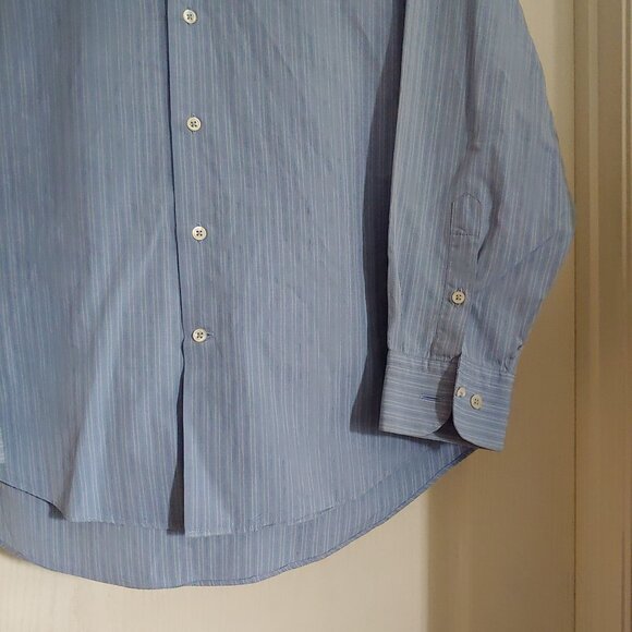 John Varvatos Blue Stripe Business Office Button Shirt 42 Italy - Picture 5 of 10